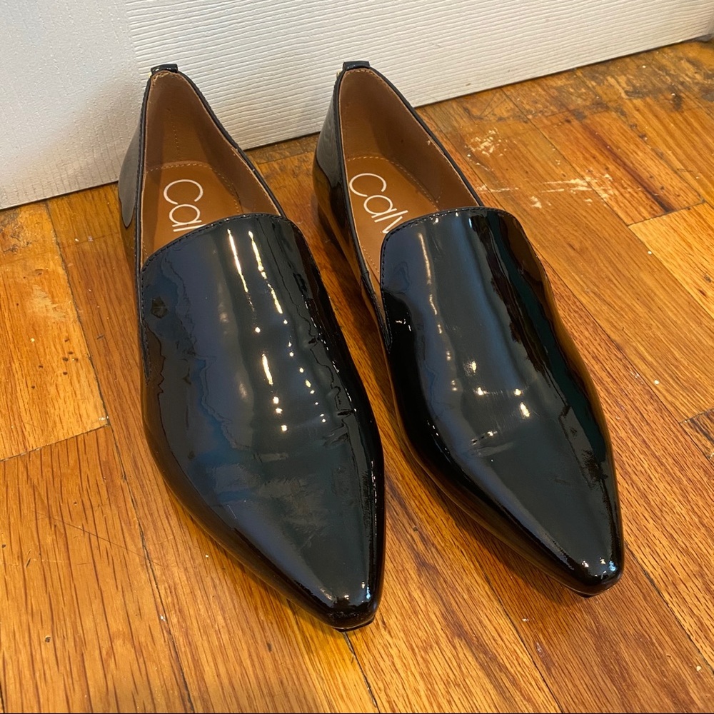 Calvin Klein Black Patent Leather Loafer Flats